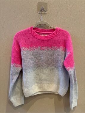 Anthropologie Maeve Crewneck Sweater in Pink and Gray NWT